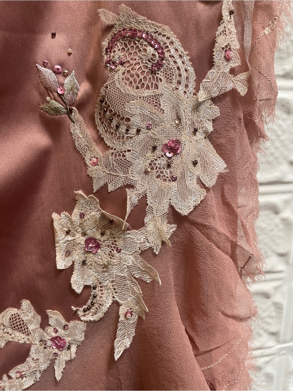 Mandalay Dusty Rose Embroidered Satin Skirt - Picture 4 of 7